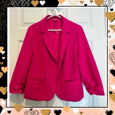 Candie's open blazer - bright pink - XL - gently used - two front pockets. Cute - Image 1 of 4