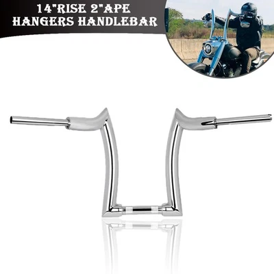 14'' Rise Handlebar Motorcycle Chrome Ape Hanger Fit For Harley Wide Glide Foto 1 de 4