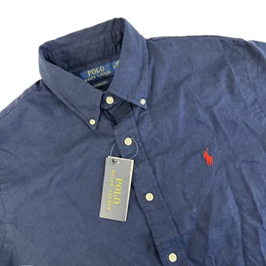 New Mens Polo Ralph Lauren Short Sleeve Button Down Linen Cotton Shirt Sz M NWT - Picture 1 of 8