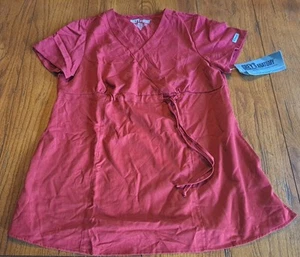 Grey's Anatomy Shirt Women's Medium Wrap Style Scrub Top Drawstring Waist Claret - Picture 1 of 6