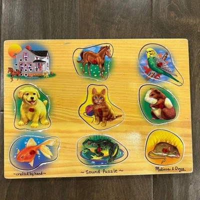 Melissa & Doug Hand Crafted Wood Sound Puzzle Animals House & safari - Image 1 of 2