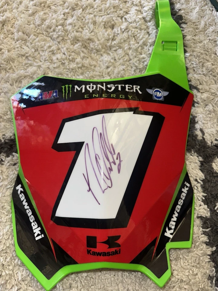 RYAN VILLOPOTO #1 Firmado Representante Kawasaki Rojo Placa de Número Delantera SX MX Foto 1 de 1