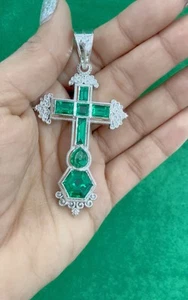 925 Sterling Silver Atocha cross emerald pendant - Picture 1 of 4