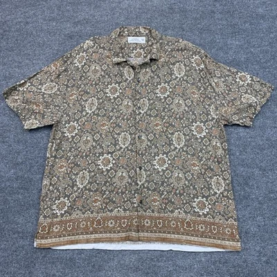 Camisa Abercrombie & Fitch Verano Mezcla de Lino 2XL XXL Camisa Floral Marrón Foto 1 de 4