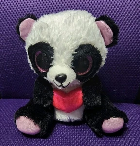 Ty Beanie Boo Cutie Pie Panda 6" Peluche Negro Blanco Rosa 2018 Suavemente Pre-amado  - Imagen 1 de 5