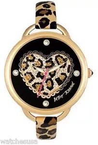 Betsey Johnson Women's BJ00067-14 Analog Leopard Pattern Heart Dial Watch - Picture 1 of 2