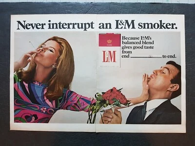 Publicidad impresa de 2 páginas promocional de cigarrillos L&M vintage 1968 Foto 1 de 2