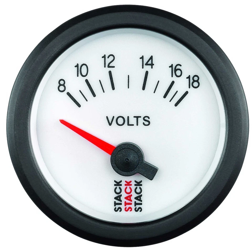 Stack Electrical Voltage Battery Voltmeter Gauge -White Dial Face- Shows 18-18V — 第 1/1 张图片