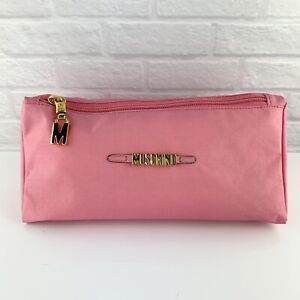 Vintage RARE Moschino Redwall Pink Nylon Zip Make Up Bag Cosmetic Pouch