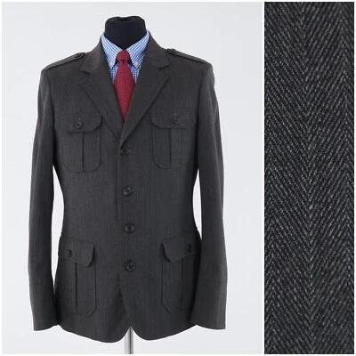 Mens H&M Field Travel Blazer 40R UK Size Herringbone Grey Sport Coat Jacket - Image 1 of 4