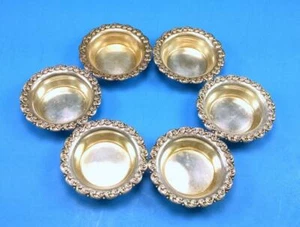 SET OF 6 SHREVE AND CO SAN FRANCISCO STERLING SILVER OPEN-FACE SALT DISHES - Picture 1 of 6