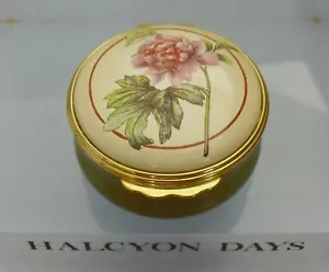 Halcyon Days "Paeonia Suffruticosa" - Pierre-Joseph Redoute Enamel Box - 1 7/8" - Picture 1 of 6