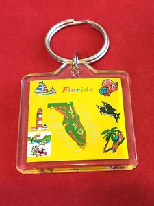 Florida Souvenir Acrylic Colorful Keychain with Places to Visit 1.5" - Bild 1 von 3