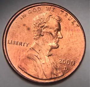 2000-D Off center struck Lincoln cent Error Close AM (A) - Picture 1 of 2