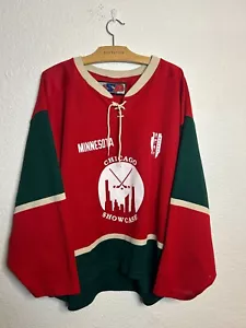 VTG Chicago Showcase #3 Minnesota SP Flo-Knit Red Green Hockey Jersey Mens 2XL - Picture 1 of 6
