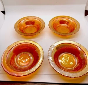 Carnival Bouquet Lattice Glass NORMANDIE MARIGOLD FRUIT DESSERT BERRY BOWLS - Picture 1 of 7