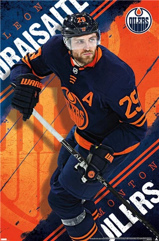 Leon Draisaitl SUPER ACTION Edmonton Oilers 2022 NHL Hockey 22x34 Wall POSTER Cover