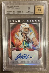 🔥🟦JUSTIN HERBERT🟨🔥2020 Panini Phoenix Rookie RC Star Signs Auto - BGS 9 /10 - Picture 1 of 14