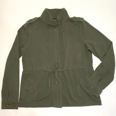 a.n.a. Chaqueta de mezcla de algodón verde cuello falso cremallera completa sudadera para mujer talla M Foto 1 de 4