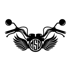 Motorcycle with wings Monogram Vinyl Car Decal - Custom | Personalized | Biker | - Picture 1 of 4
