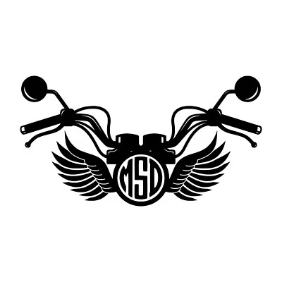 Calcomanía de vinilo para automóvil con monograma para motocicleta con alas - personalizada | motociclista | Foto 1 de 4
