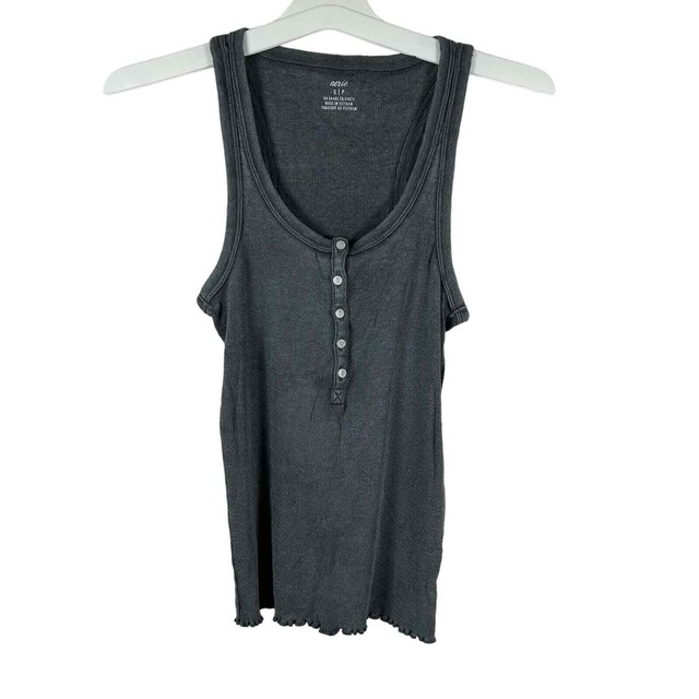 aerie ribbed henley tank dark rust