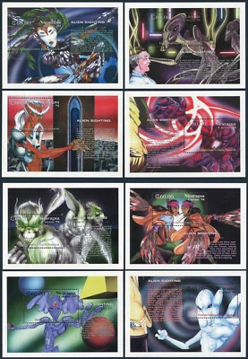 Alien Space Sightings Nicaragua #2020 - 2027 Mint NH Souvenir sheet Complete Set - Image 1 of 3
