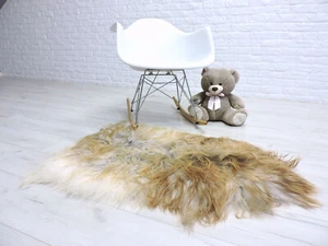 TAPPETO VERA PELLE DI PECORA ISLANDESE ZENZERO GRIGIO CAPELLI LUNGHI SHAG TAPPETO ZONA 953 - Foto 1 di 6