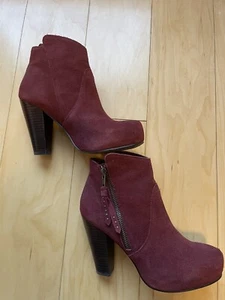 Women’s Steve Madden Georgia Ankle Heel Boots Burgundy Size 5.5 - Picture 1 of 8