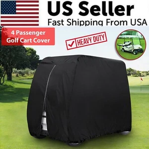 Waterproof Golf Cart Cover Zipper 4 Passenger EZ GO Club Car Yamaha Elastic Hem - Picture 1 of 21