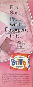 VINTAGE 1960s Print Ad ~ Brillo Soap Pads ~ First Soap Pad With Detergent In It! - Picture 1 of 1