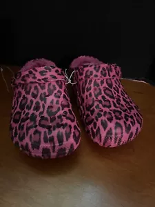 Mädchen rosa Leopard Sherpa gefüttert Clog von RAMPAGE Rückengurt Neu mit Etikett Gr. 2 - Bild 1 von 7