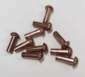 1/8" dia copper rivets 3/8" Long. pack of 50 Round/snap Head - Picture 1 of 1
