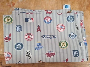 Pottery Barn Teen "American League Baseball Logos - Gray" Twin Flat Sheet - Picture 1 of 2