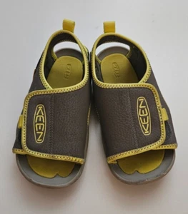 KEEN Unisex Kids Child Knotch River Open Toe Sandals Gray/Yellow Size 8 - Picture 1 of 8