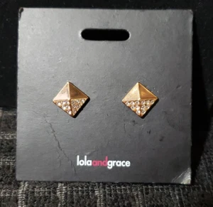 PENDIENTES LOLA AND GRACE NUEVOS, ESTILO PAVÉ ORO ROSA, FIRMADOS, TRENDY & CHIC - Imagen 1 de 5