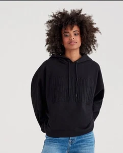 7 For All Mankind Spell Out Embroidered High Low Dolman Hoodie Size Small USA - Picture 1 of 12