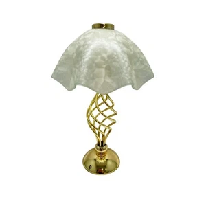 Party Lite Gold Candle Holder Library Lamp Handkerchief Shade 13.5" Tall - Picture 1 of 7
