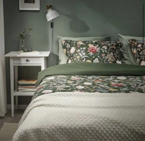 Ikea Nasselklocka King Size Bettbezug Set + 2 Kissenbezüge 240x220cm dunkelgrün - Bild 1 von 10