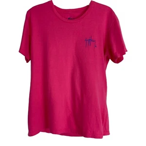 Guy Harvey Girl Youth Shirt Size Medium Pink Short Sleeve Fishing Floral T Shirt - Picture 1 of 6