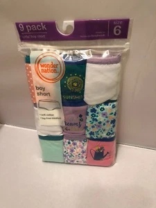 Girls Panties Kids Underwear Size 6 Boyshort Cotton 9-Pack - Picture 1 of 9