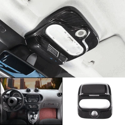 Cubierta de marco de lámpara de lectura delantera de fibra de carbono 1 pieza para Smart Fortwo 2016-2019 Foto 1 de 4