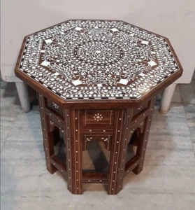 Handmade Carved  Indian Table Side Table Occasional Table Octagonal Table - Picture 1 of 1