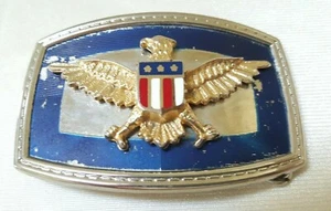 Silvertone Eagle & Shield Belt Buckle 3.5"x2.375" Used Good - Picture 1 of 6