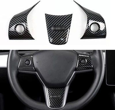 Interior Steering Wheel Cover Trim Accessories for Tesla Model Y 2020~2024 - Image 1 of 4