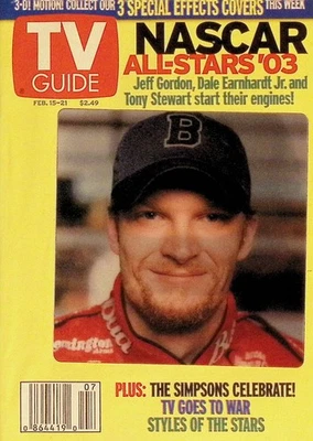 Feb 2003 TV Guide NASCAR All Stars Lenticular Cover Dale Earnhardt Jr Simpsons - Image 1 of 2