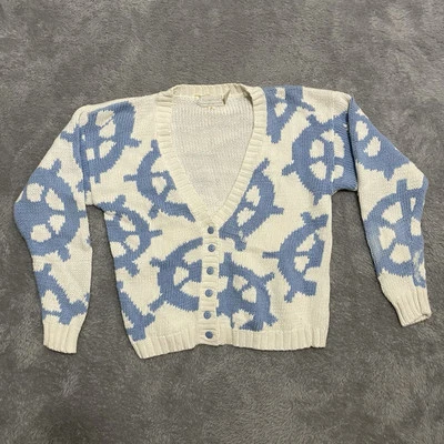 Suéter de Algodón The Eagles Eye 1989 Vintage Mediano Cárdigan con Botones Cascos Náutico Foto 1 de 4