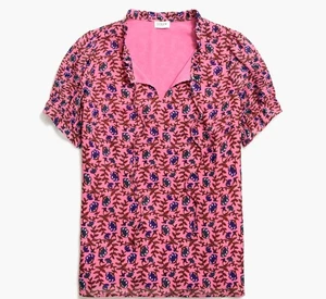 J. CREW Rüschen-Top zum Binden Damen S Small rosa Blumenmuster Bauernbluse - Bild 1 von 11
