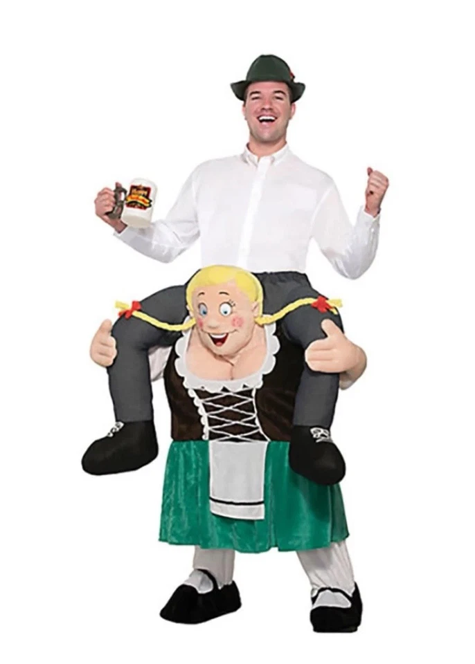 "Disfraz divertido para adulto Ride-On Oktoberfest Beer Maiden Carry Me se adapta hasta 34"" Wais" Foto 1 de 4