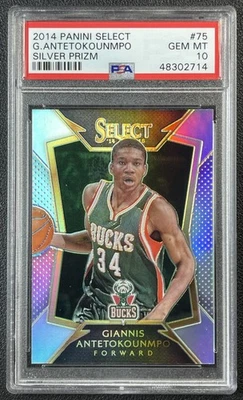 GIANNIS ANTETOKOUNMPO PSA 10 2014-15 PANINI SELECT #75 2ND YR SILVER PRIZM BUCKS - Image 1 of 2